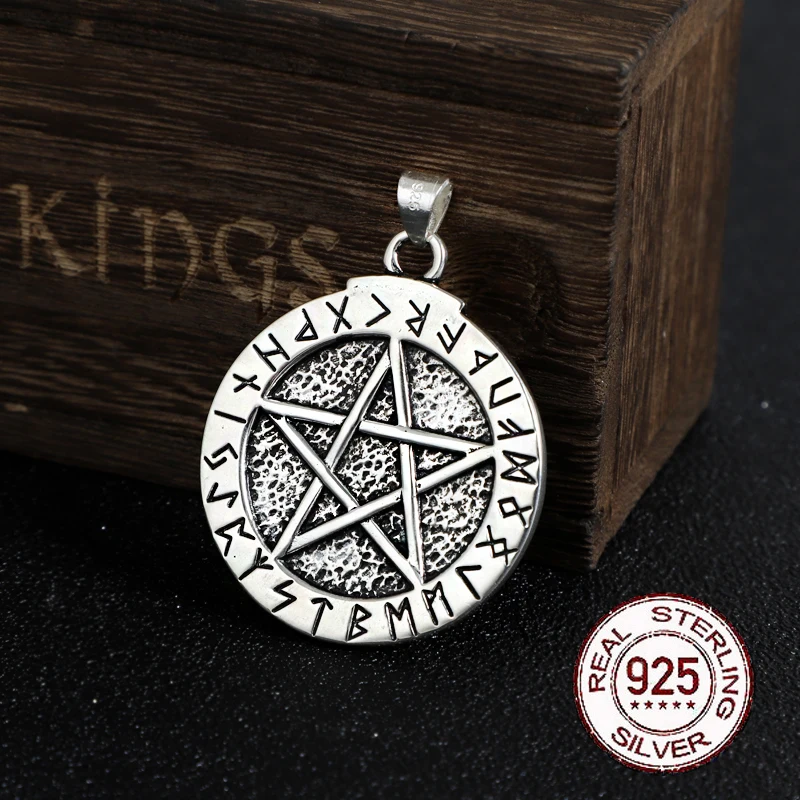 925 sterling silver Norse Rune pendant and Magic pentagram with leather necklace or keel chain as gift
925 sterling silver Norse Rune pendant and Magic pentagram with leather necklace or keel chain as gift