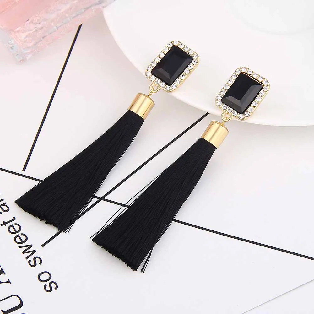 Bohemia Fiber Long Tassel Earrings Rhinestone Dangle Drop Earring Women Brincos Ethnic Handmade Wedding Statement Jewelry
Bohemia Fiber Long Tassel Earrings Rhinestone Dangle Drop Earring Women Brincos Ethnic Handmade Wedding Statement Jewelry