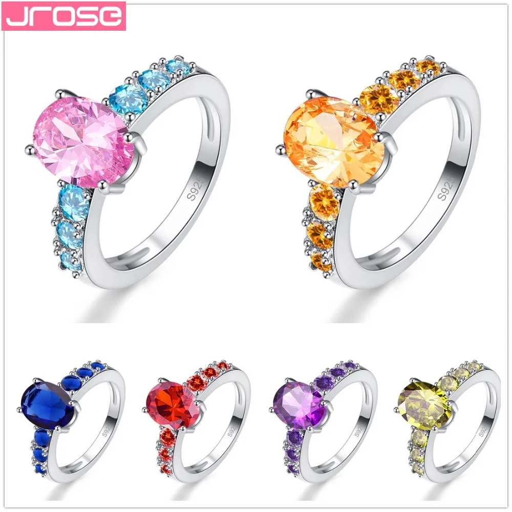 JROSE Wholesale Wedding Simple Style Oval Cut Pink Blue Yellow Red Purple Cubic Zirconia Jewelry Silver Fashion Ring Size 6-13
JROSE Wholesale Wedding Simple Style Oval Cut Pink Blue Yellow Red Purple Cubic Zirconia Jewelry Silver Fashion Ring Size 6-13