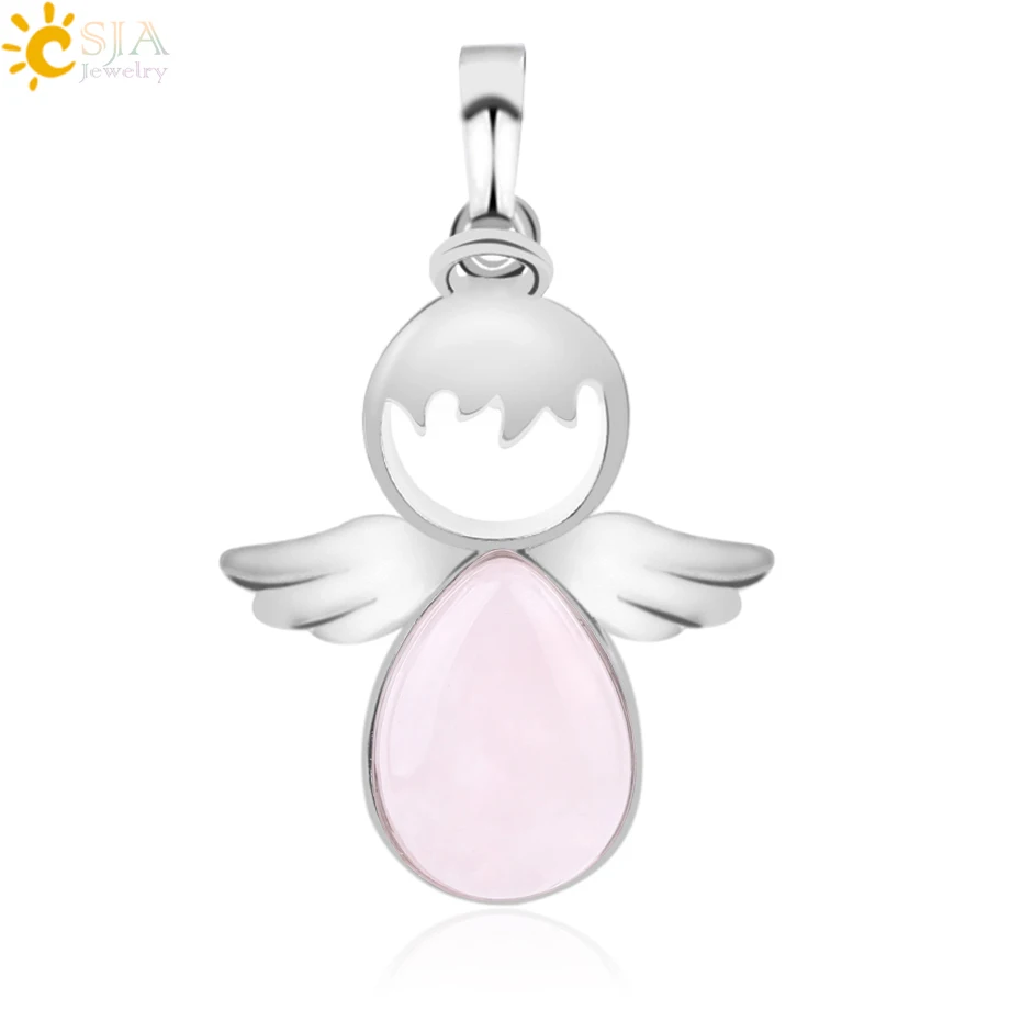 CSJA Angel Wings Natural Stones Pendants Pink Quartz Fairy Angels Pendant for Necklaces Women Girls Jewelry Christmas F753
CSJA Angel Wings Natural Stones Pendants Pink Quartz Fairy Angels Pendant for Necklaces Women Girls Jewelry Christmas F753