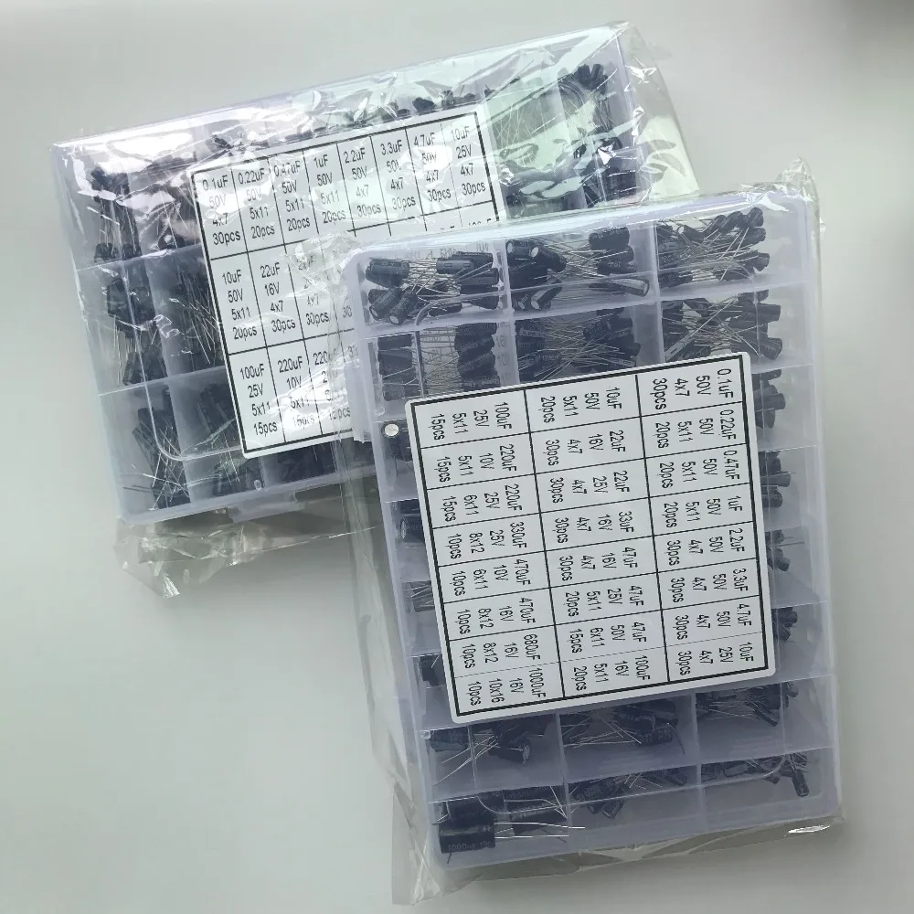 24 Values 500pcs 10V/16V/25V/50V ( 0.1uF~1000uF ) mix Electrolytic capacitor Assorted kit with storage box
24 Values 500pcs 10V/16V/25V/50V ( 0.1uF~1000uF ) mix Electrolytic capacitor Assorted kit with storage box