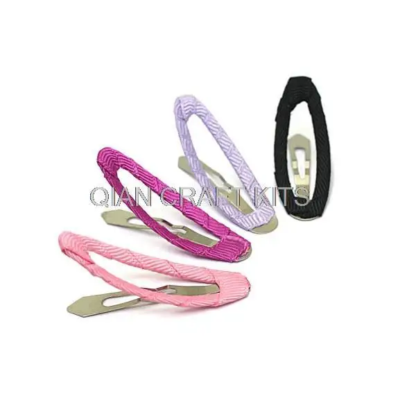 

Set of 50pcs assorted colors Ribbon Wrapped Oval Sanp Clip-Baby Toddler Girl Hair Sanp Clip 50mm
