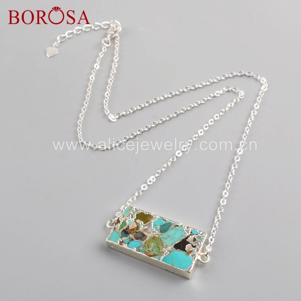 BOROSA 5PCS Gold/Silver Color Copper Turquoises Connector Rectangle Shape Natural Stone Metal Double Charms for Necklace G1699
BOROSA 5PCS Gold/Silver Color Copper Turquoises Connector Rectangle Shape Natural Stone Metal Double Charms for Necklace G1699