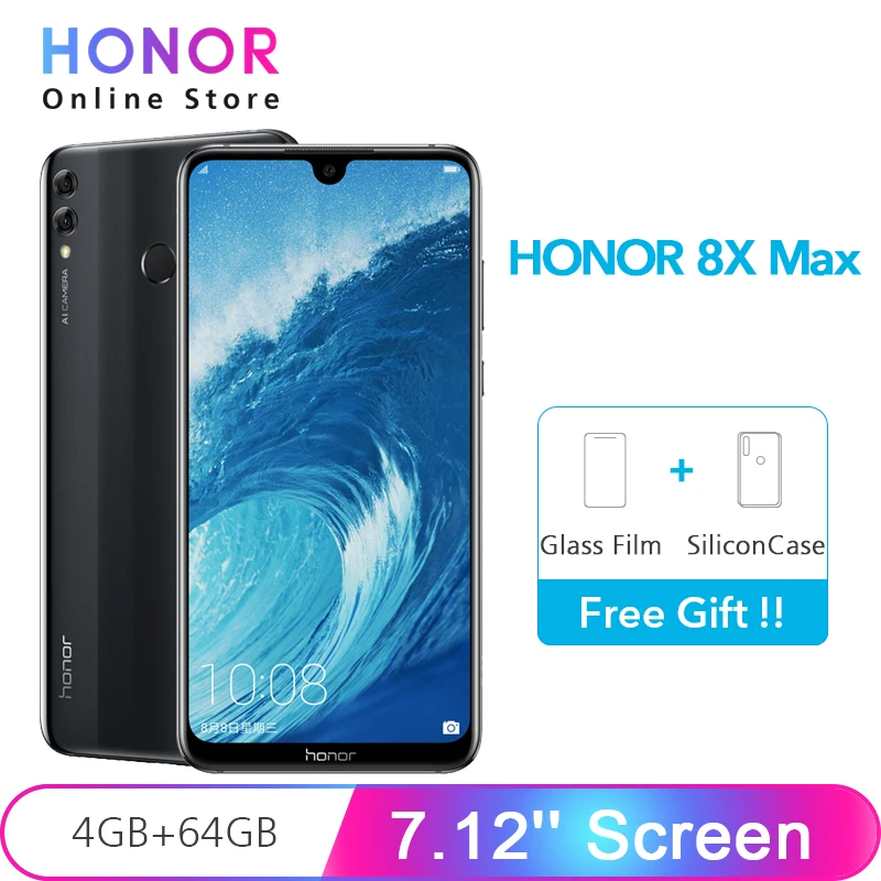 Huawei Honor 8X Max 4 Гб 64 Snapdragon 636 Octa Core 7 12 ''экран 5000 мАч большой аккумулятор смартфон