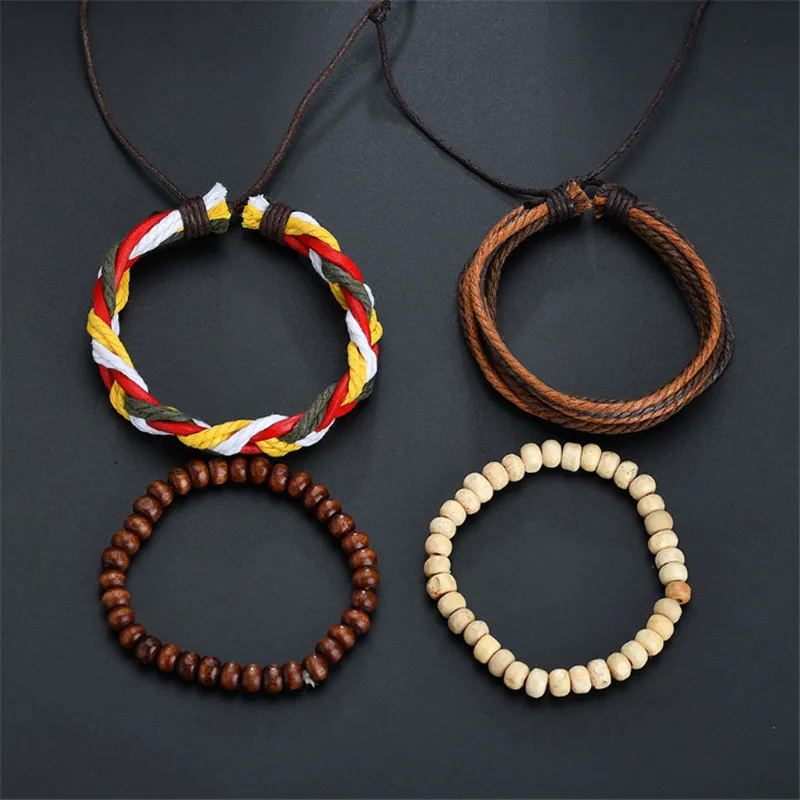 Очаровательные этнические плетеные браслеты ручной работы мужские винтажные