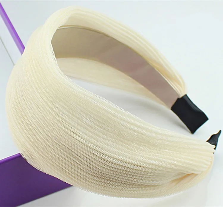 Корейские модные широкие боковые марли Hairbands полосатый Ультра Широкий повязка на