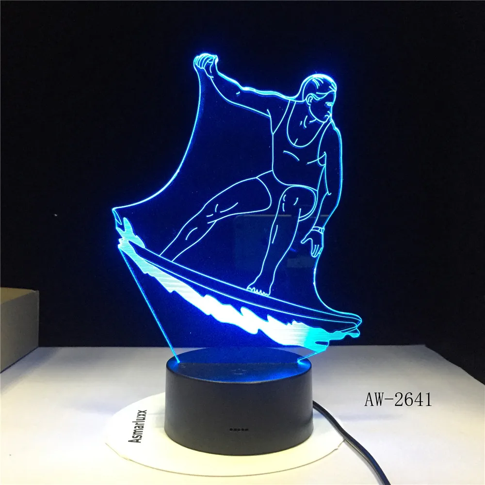 3D светодиодный спортивный светильник для серфинга s-лампа цветной RGB USB Ночной