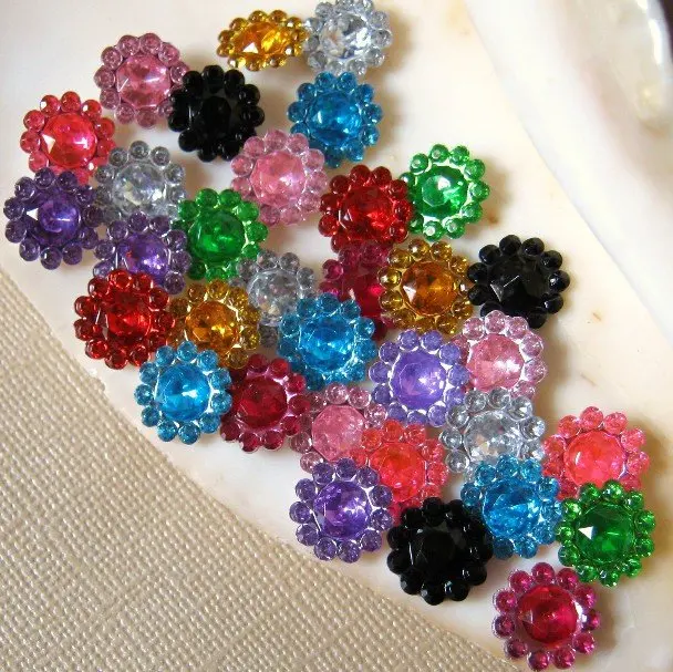 

2000 pcs of Round Sunflower 12mm Acrylic Rhinestone Gems - Assorted Colors high quality mulit color assortment