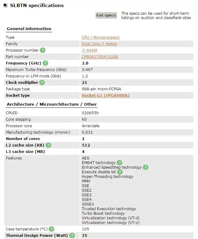 Процессор Intel Core I7 640M|Процессоры| |