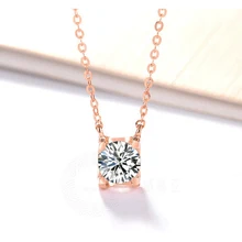 Zircon Necklace for Women Shining Stone Pendant 18KGP Rose Gold Color 316L Ttanium Steel Fashion Jewelry Gift Wholesale(GN218)