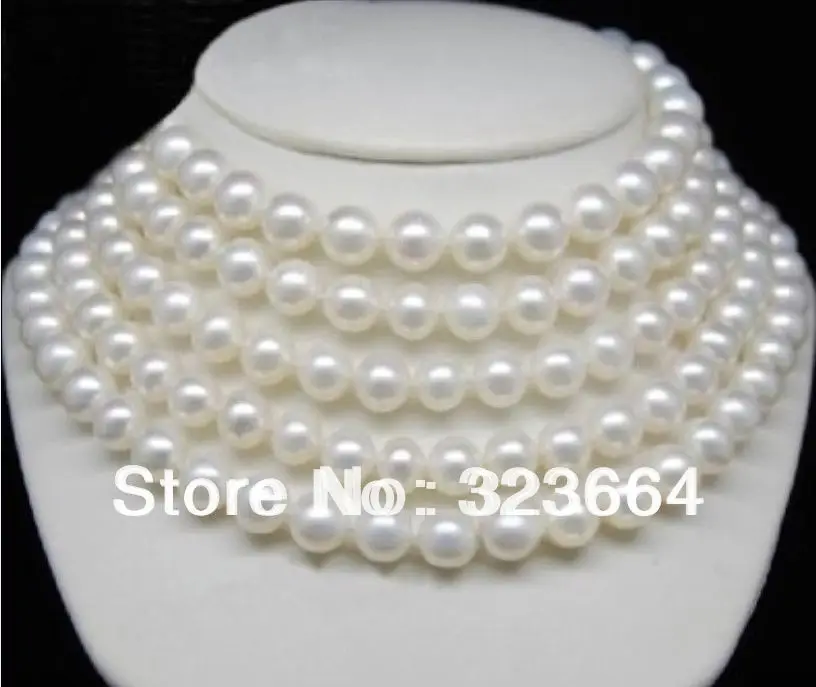 Горячая продажа! Длинное белое жемчужное ожерелье AAA + 8 9 мм 70 дюймов|necklace a|pearl