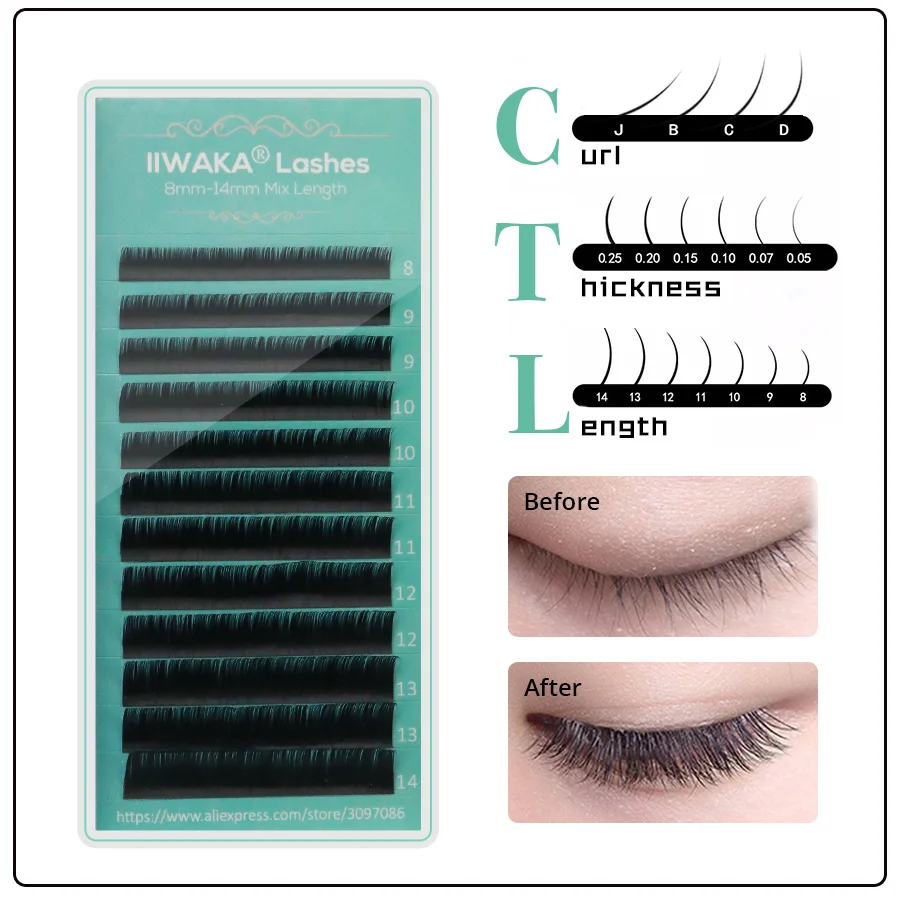 Бесплатная доставка 1 лоток IIWAKA накладные ресницы наращивание ресниц|eyelash