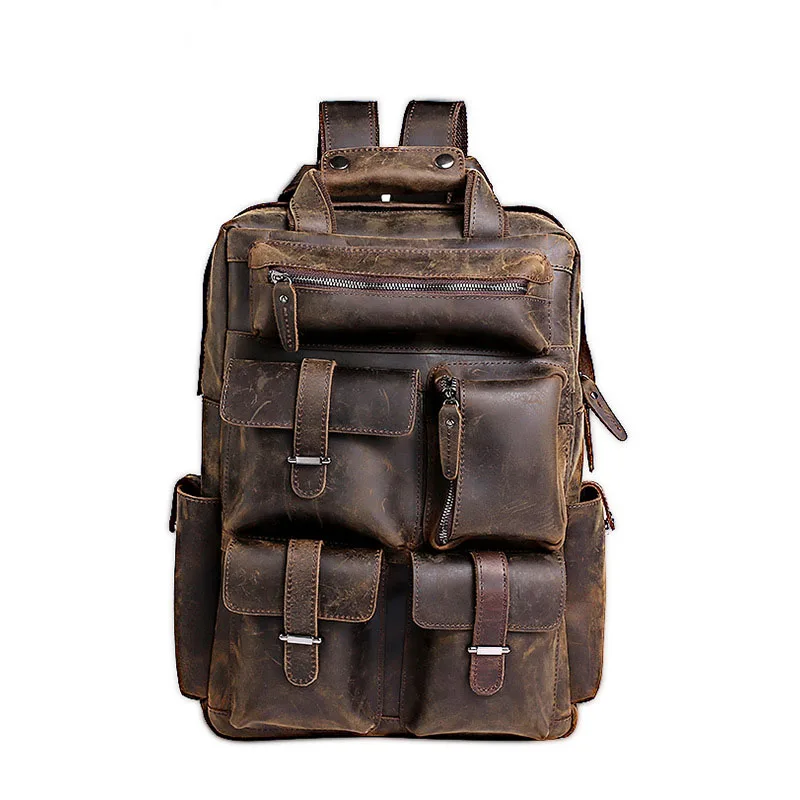 Men Backpack Crazy Horse Leather Backpack Vintage Large School Bag Casual Travel Shoulder Bag Leather Bookbag Mochila
Men Backpack Crazy Horse Leather Backpack Vintage Large School Bag Casual Travel Shoulder Bag Leather Bookbag Mochila