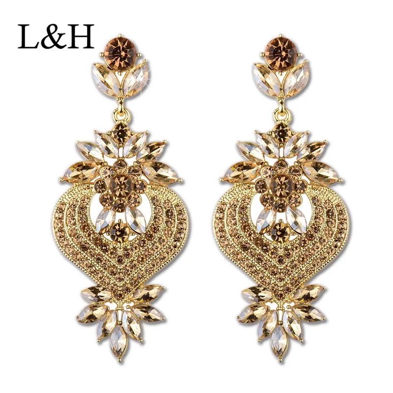 L&H Vintage Gold Color Statement Earrings Heart With Flower Crystal Drop Earring For Women 2018 Fashion Female Earrings Jewelry
L&H Vintage Gold Color Statement Earrings Heart With Flower Crystal Drop Earring For Women 2018 Fashion Female Earrings Jewelry