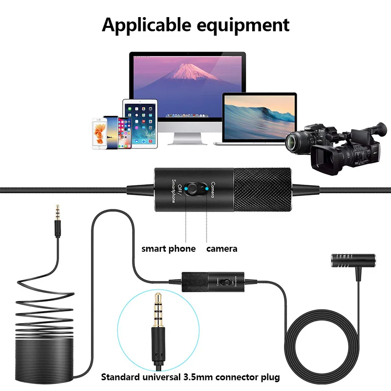 Portable Lavalier Mini Condenser Microphone for Camera Phone Audio Recording Interview DU55
Portable Lavalier Mini Condenser Microphone for Camera Phone Audio Recording Interview DU55