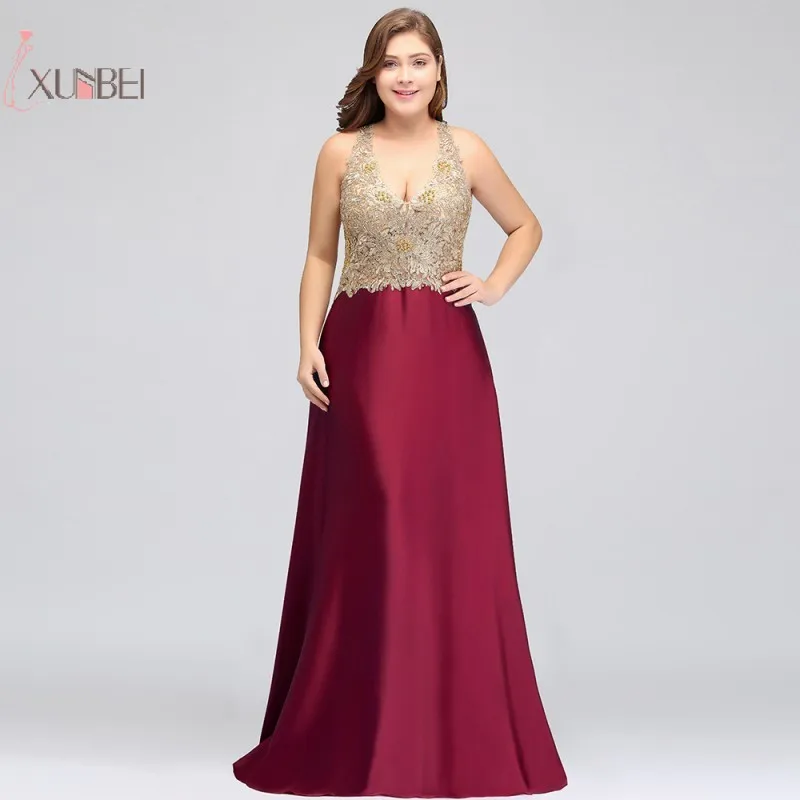 2019 Luxury Plus Size Burgundy Satin Long Prom Dresses Gold Applique Beading Prom Gown Gala Dress
2019 Luxury Plus Size Burgundy Satin Long Prom Dresses Gold Applique Beading Prom Gown Gala Dress