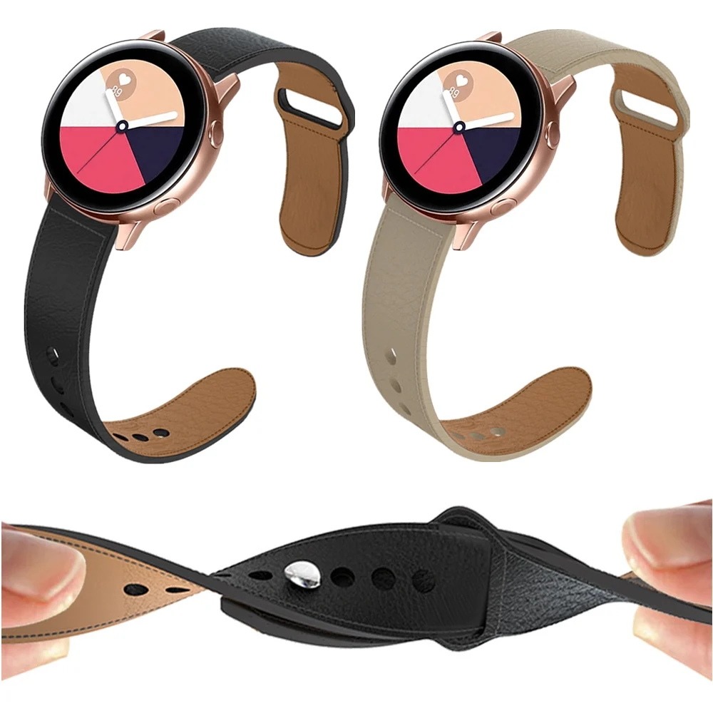 

20MM/22MM Strap Leather Band for Samsung Galaxy Watch 3 41mm/45mm/42mm/46mm/Active Bracelet for Garmin Vivoactive 3/Vivomove HR