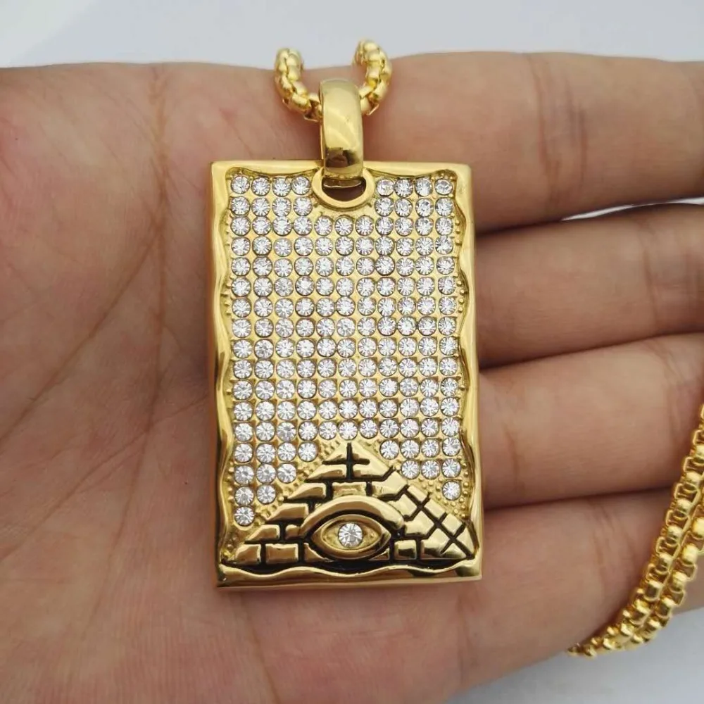 Hip Hop Iced Out Full Rhinestone Square Necklaces Pendants Gold Color Egyptian Pyramid Eye Of Horus Necklace Egypt Jewelry
Hip Hop Iced Out Full Rhinestone Square Necklaces Pendants Gold Color Egyptian Pyramid Eye Of Horus Necklace Egypt Jewelry
