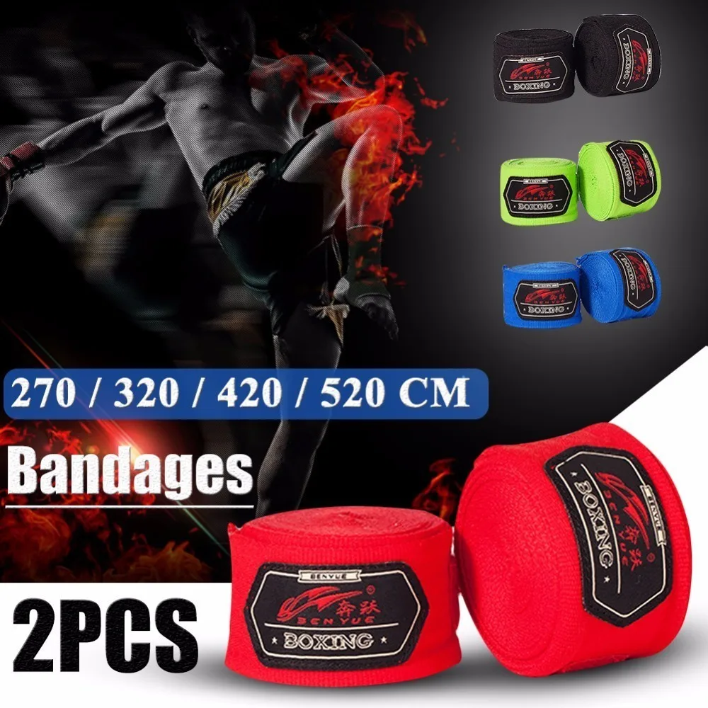 2pcs/roll Cotton Box Sports Strap Boxing Bandage Sanda Muay Thai MMA Taekwondo Hand Gloves Wraps Adult Male 1 Pair Set 270-520CM | Спорт