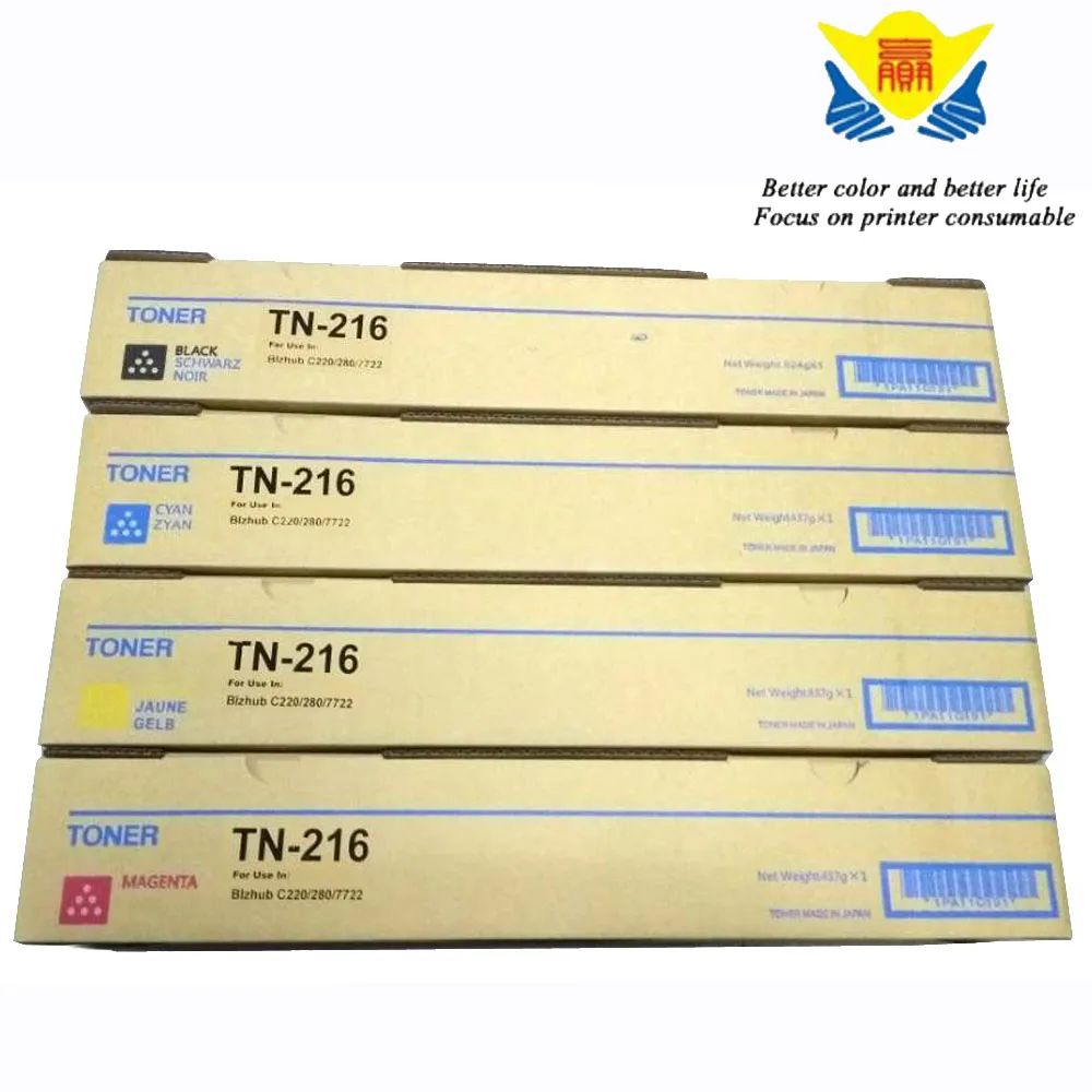 JIANYINGCHEN Compatible color Toner Cartridge TN216 Used For Konicas Minoltas Bizhub C220 280 360 7722 7728 7128 (4pcs/lot)
JIANYINGCHEN Compatible color Toner Cartridge TN216 Used For Konicas Minoltas Bizhub C220 280 360 7722 7728 7128 (4pcs/lot)