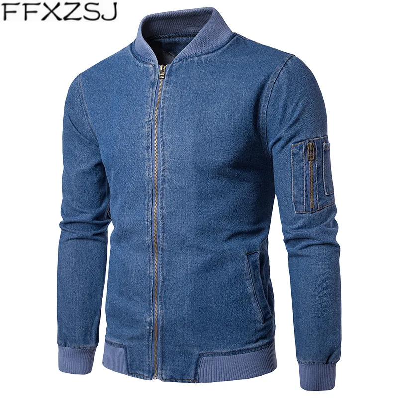 FFXZSJ Brand Baseball collar denim bomber jacket Men military tactical flight jackets Casual long sleeve cotton streetwear coat
FFXZSJ Brand Baseball collar denim bomber jacket Men military tactical flight jackets Casual long sleeve cotton streetwear coat