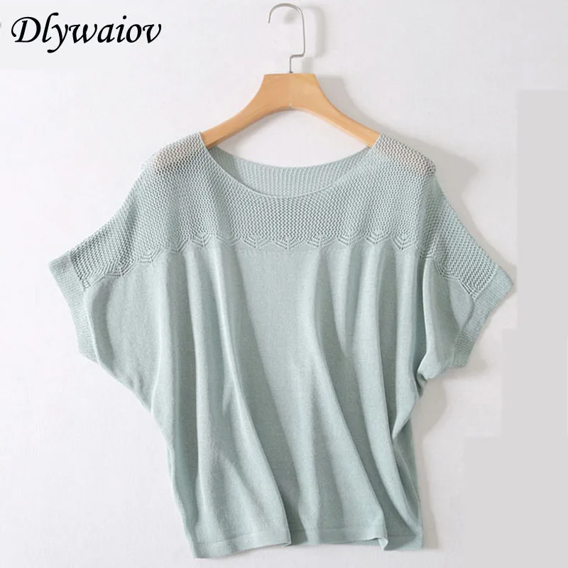 Summer Women Short Sleeve Knitted Pullover T shirt New Loose Tshirts Mesh Breathable Bat Sleeve Black White Female Tops Spring
Summer Women Short Sleeve Knitted Pullover T shirt New Loose Tshirts Mesh Breathable Bat Sleeve Black White Female Tops Spring