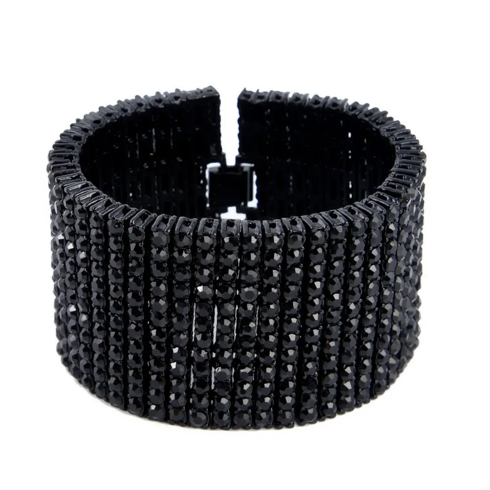 Men Iced Out Gold Finish 12 Row Crystal Tennis Hip Hop Bracelet Fashion 2018 New Arrival Punk Rock Style Jewelry | Украшения и