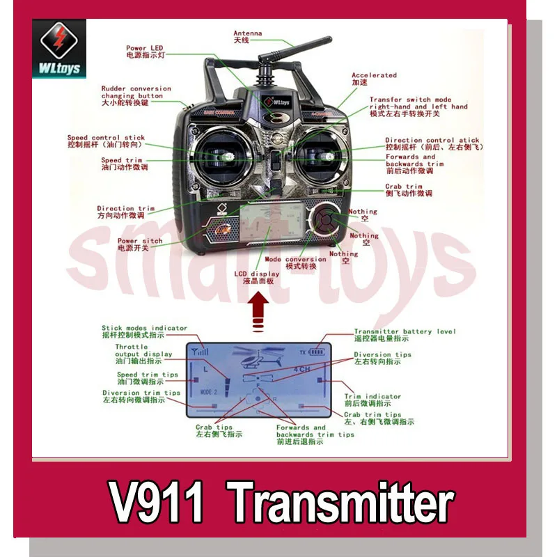 WLtoys V911 V911-V1 V911-V2 V912 V913 V949 RC Helicopter Parts Transmitter