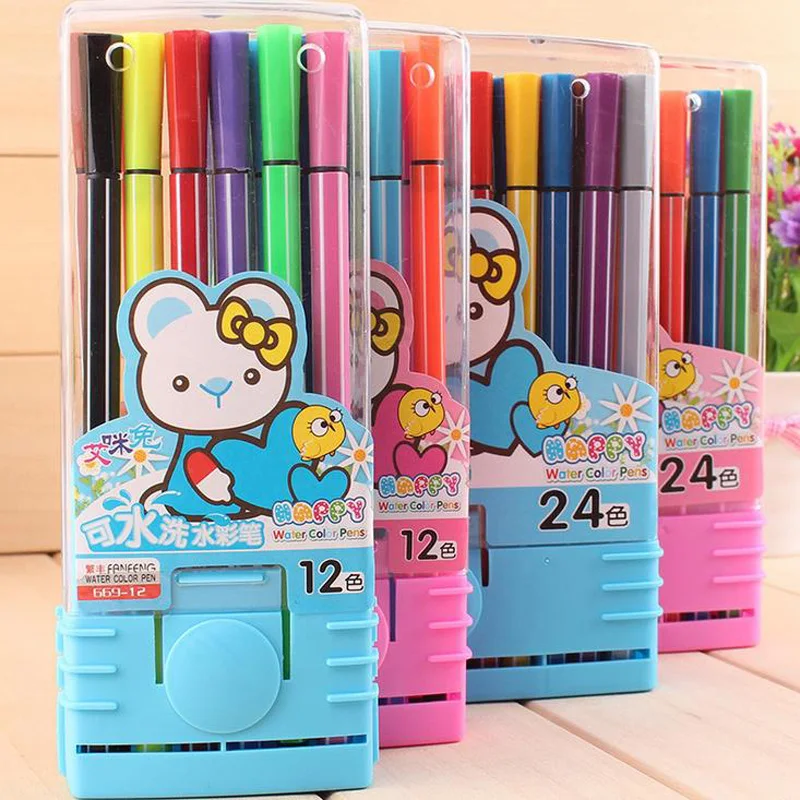 12 Colors/box Children Water-color Pens Cute Pet Bottle School Students Drawing Colored Pen Set Art Supplies
12 Colors/box Children Water-color Pens Cute Pet Bottle School Students Drawing Colored Pen Set Art Supplies