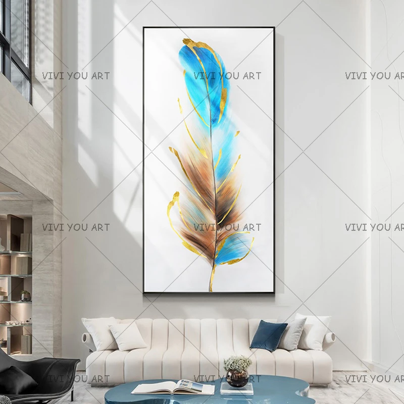 Handmade Blue Feather Large Canvas Abstract Watercolor Modern Home Wall Decor Abstract Hand Painted Canvas Oil Painting Painting
Handmade Blue Feather Large Canvas Abstract Watercolor Modern Home Wall Decor Abstract Hand Painted Canvas Oil Painting Painting