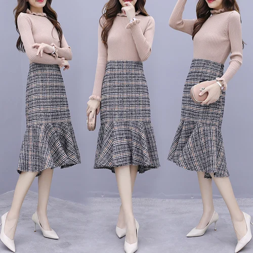 Knitted Sweater 2 Pcs Set Women Skirt Sets Plaid Two Piece Outfits Ensemble Femme Deux Pieces Year-old Female Costume Clothes
Knitted Sweater 2 Pcs Set Women Skirt Sets Plaid Two Piece Outfits Ensemble Femme Deux Pieces Year-old Female Costume Clothes