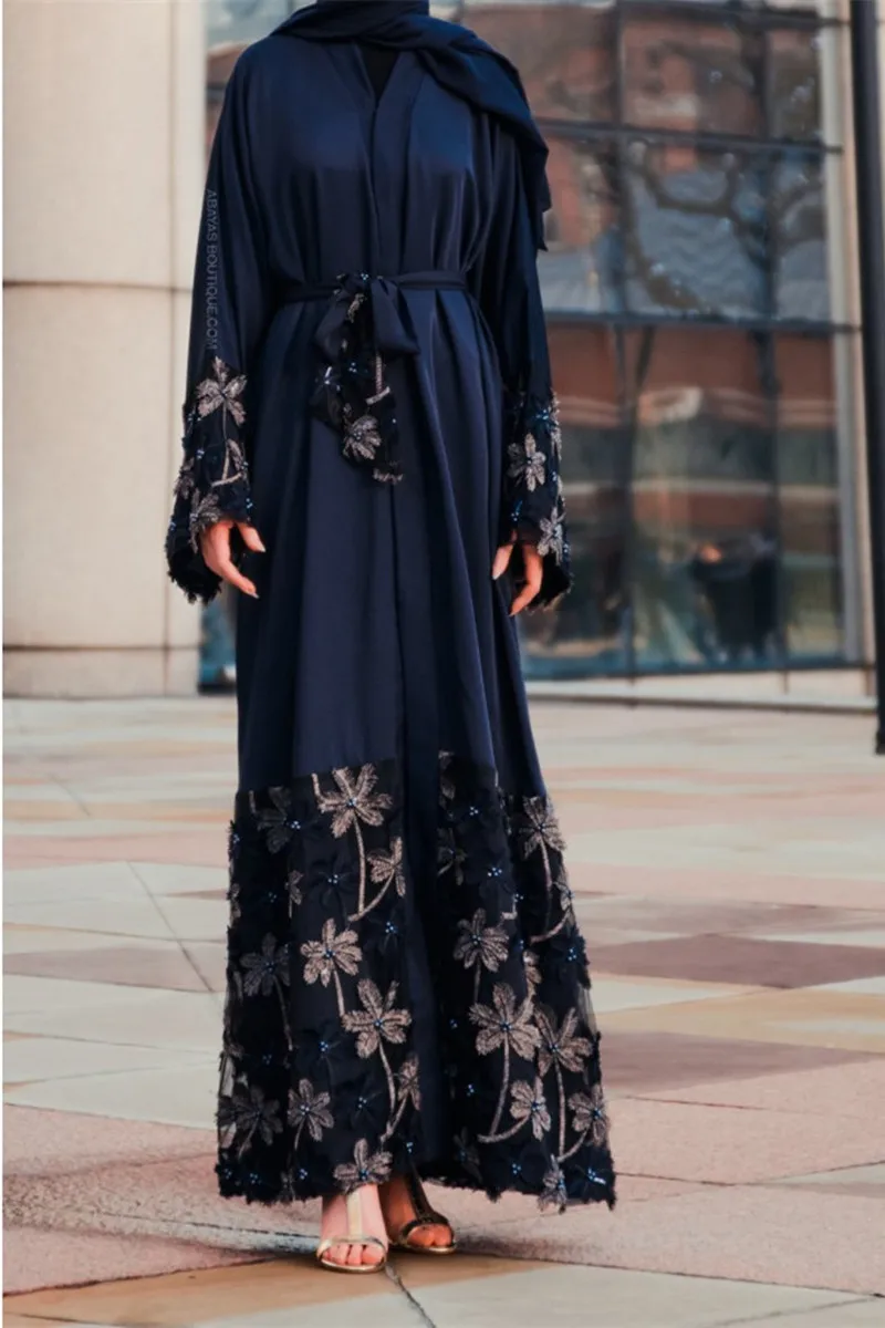Женское кружевное платье с объемными цветами Abaya кардиган в турецком и