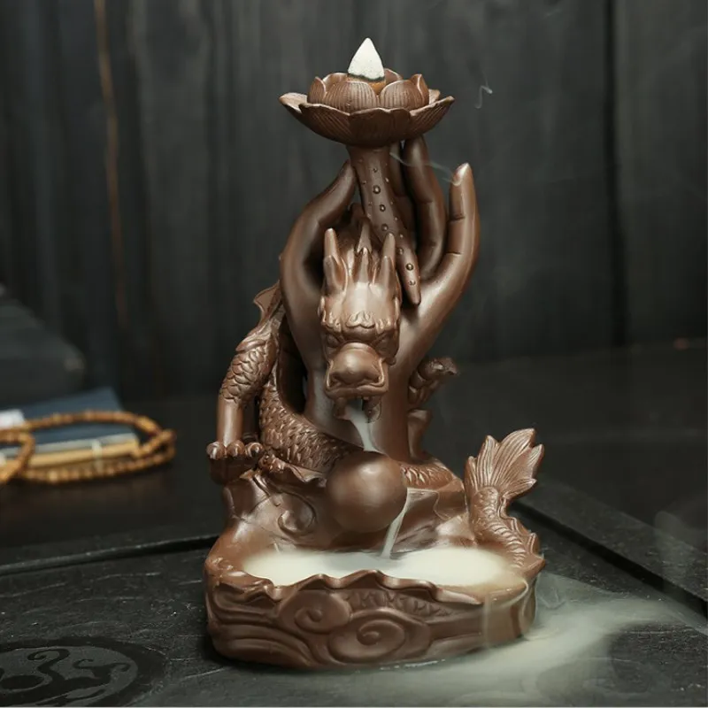 Ceramic Backflow Incense Burner Tathagata Dragon Hand Incense Cones Stick Holder Incense Creative Home Decor
Ceramic Backflow Incense Burner Tathagata Dragon Hand Incense Cones Stick Holder Incense Creative Home Decor