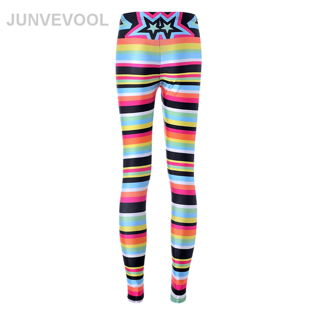 Colorful Patchwork Digital Printing Women Leggings Striped Sexy Casual Vintage Elastic Skinny Pants Ladies Bodycon Pencil | Женская