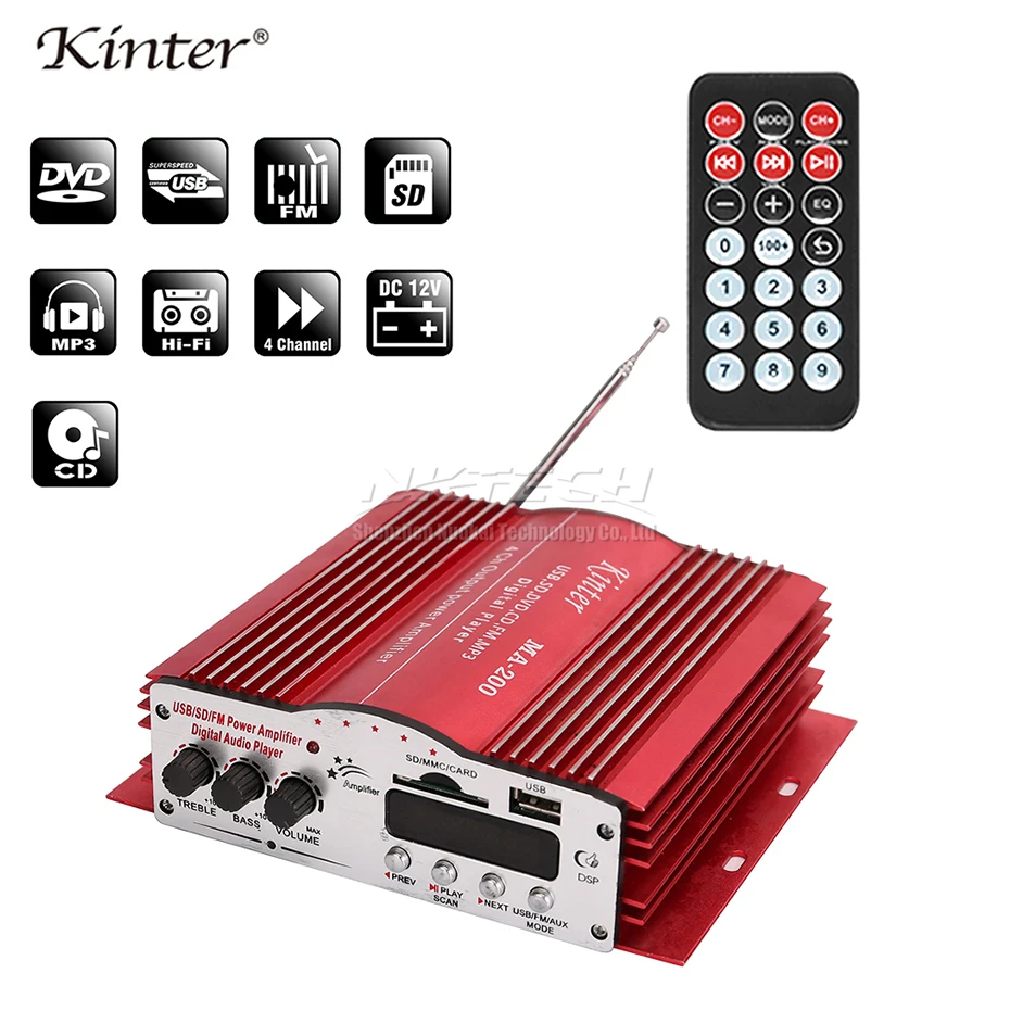 усилитель kinter MA200 4 КАНАЛЬНЫЙ Канала Главная Автомобиль Hi Fi Аудио MP3 С Пультом