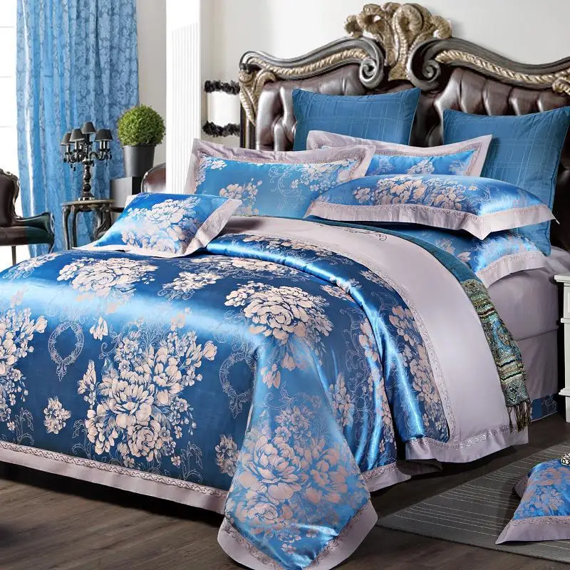 UNIKEA Luxury satin 100% cotton dream of blue 4pcs Bedding Set Satin Jacquard embroider Duvet cover Bed sheet Pillowcase
UNIKEA Luxury satin 100% cotton dream of blue 4pcs Bedding Set Satin Jacquard embroider Duvet cover Bed sheet Pillowcase