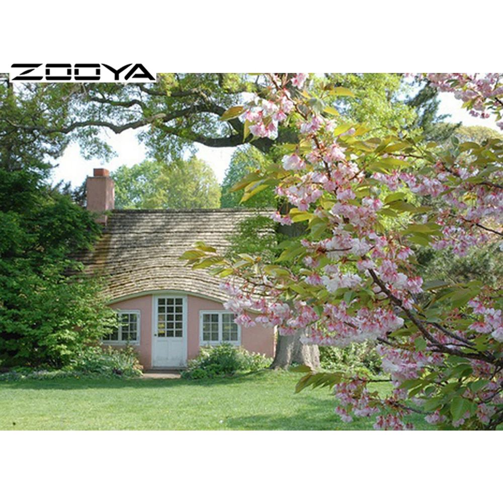 ZOOYA DIY 3D Алмазная вышивка крестиком Вишневое дерево домик Стразы Настенная