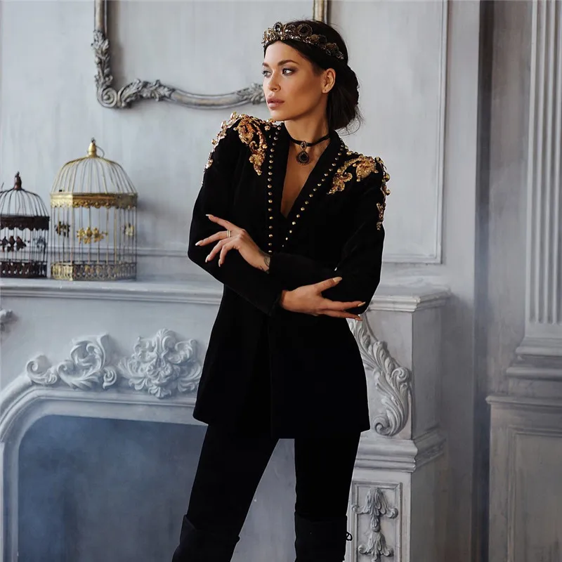Newest Celebrity Party Women Dress Long Sleeve Formal Sexy V Neck Rivet Outfit 2019 New Arrivals Clothing Outerwear Jacket
Newest Celebrity Party Women Dress Long Sleeve Formal Sexy V Neck Rivet Outfit 2019 New Arrivals Clothing Outerwear Jacket