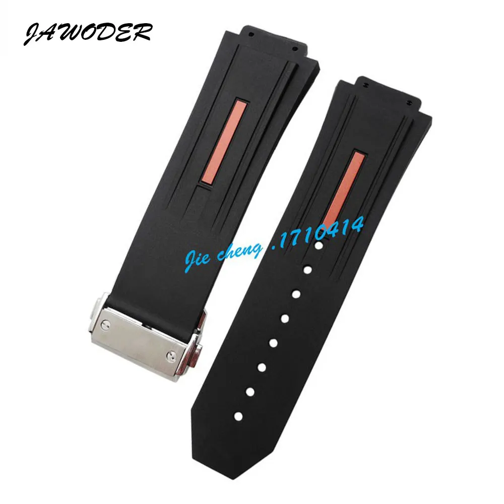 JAWODER Смотреть band 28 мм x 19 новый нержавеющая сталь серебро пряжка черный Дайвинг