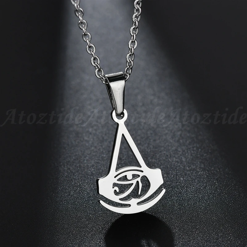Atoztide Egyptian Hatchet Hollow Eye Of Horus Necklace For Women Men Vintage Stainless Steel Evil Pendant Amulet | Украшения и