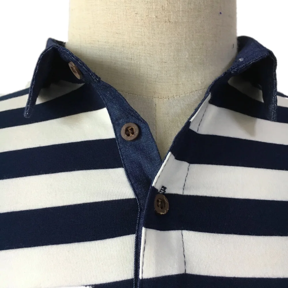 2019 Summer Japanese Streetwear Men Short Sleeve Polo Shirts Denim Blue Collar Horizontal Striped Casual Polo Shirt for Men
2019 Summer Japanese Streetwear Men Short Sleeve Polo Shirts Denim Blue Collar Horizontal Striped Casual Polo Shirt for Men