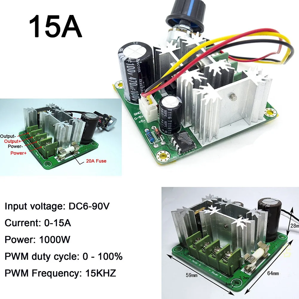 1 шт. высокоскоростной широкодиапазонный PWM двигатель постоянного тока 6 90 в 10 А