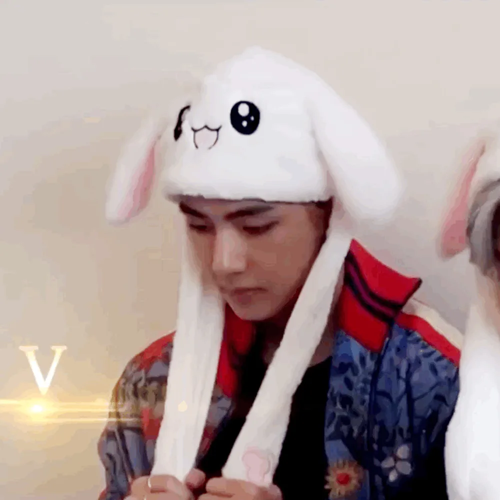 Новая Kpop Bangtan шапка с кроличьими ушками для мальчиков теплые утолщенные шапки