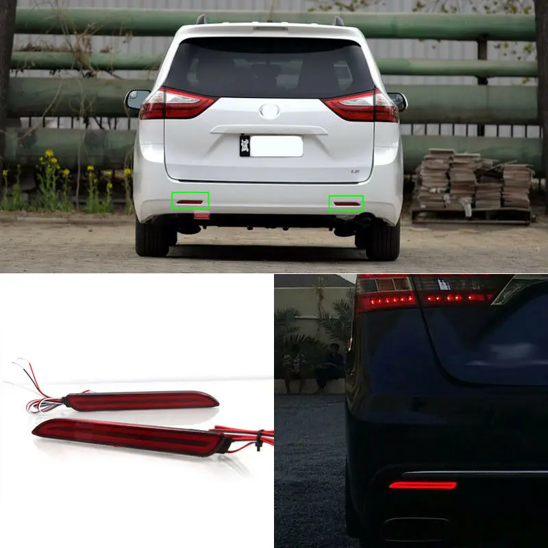 LED Rear Bumper Reflector Fog Brake Turn Indicator Lights For Toyota Sienna 2013-2015
LED Rear Bumper Reflector Fog Brake Turn Indicator Lights For Toyota Sienna 2013-2015