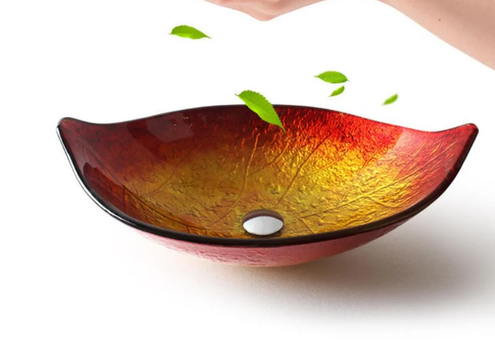 Bathroom Leaf-shaped Tempered Glass Sink Cloakroom Counter Hand Paint Top Washbasin BWY15-007
Bathroom Leaf-shaped Tempered Glass Sink Cloakroom Counter Hand Paint Top Washbasin BWY15-007