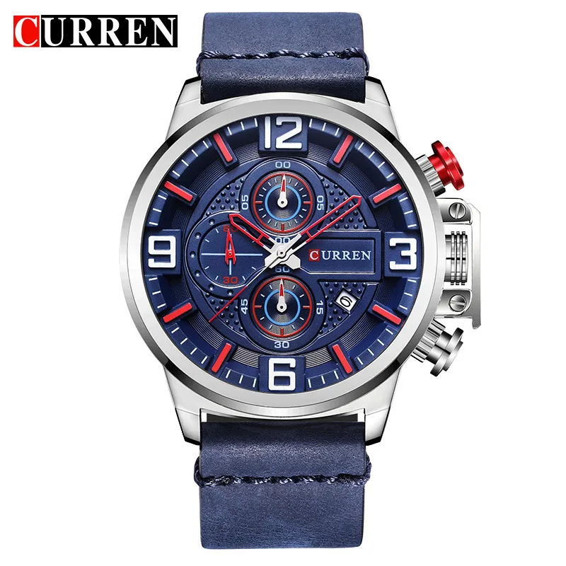 NEW CURREN Men Watch Unique Chronograph Quartz Wrist Watch Fashion Sport Waterproof Leather Strap Men Watch With Date Display
NEW CURREN Men Watch Unique Chronograph Quartz Wrist Watch Fashion Sport Waterproof Leather Strap Men Watch With Date Display