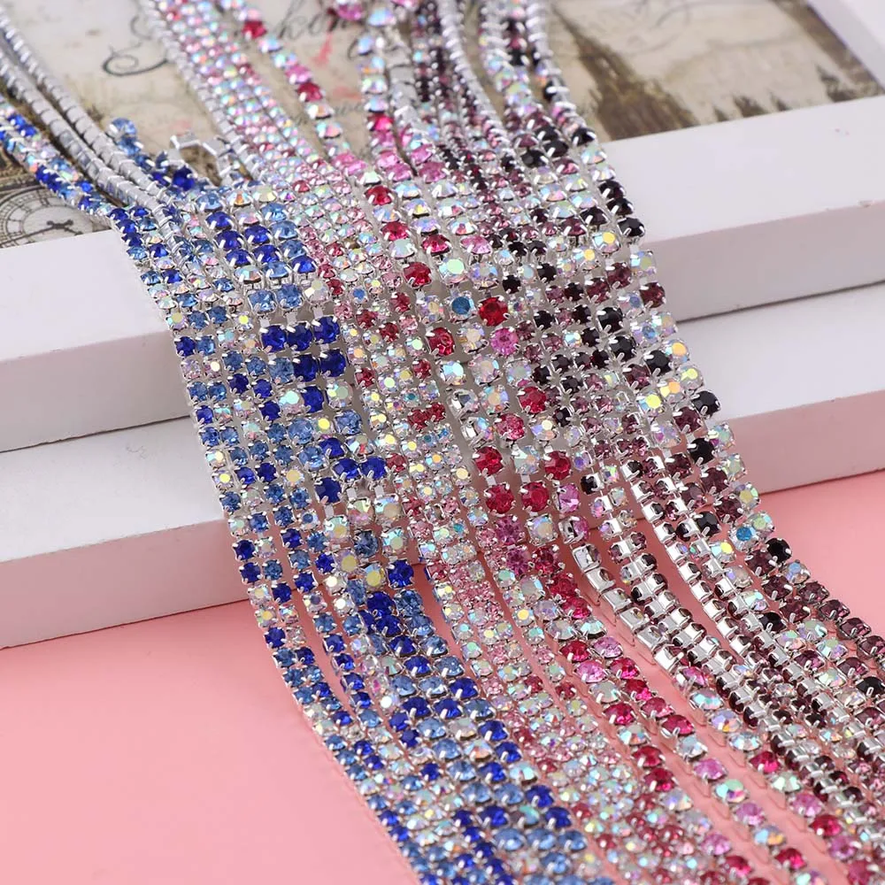 3.6/5 Meters SS6/SS12 Silver Base With Gradient Color Rhinestone Nail Stone Chain Punk Style For DIY Nail Art Decoration
3.6/5 Meters SS6/SS12 Silver Base With Gradient Color Rhinestone Nail Stone Chain Punk Style For DIY Nail Art Decoration