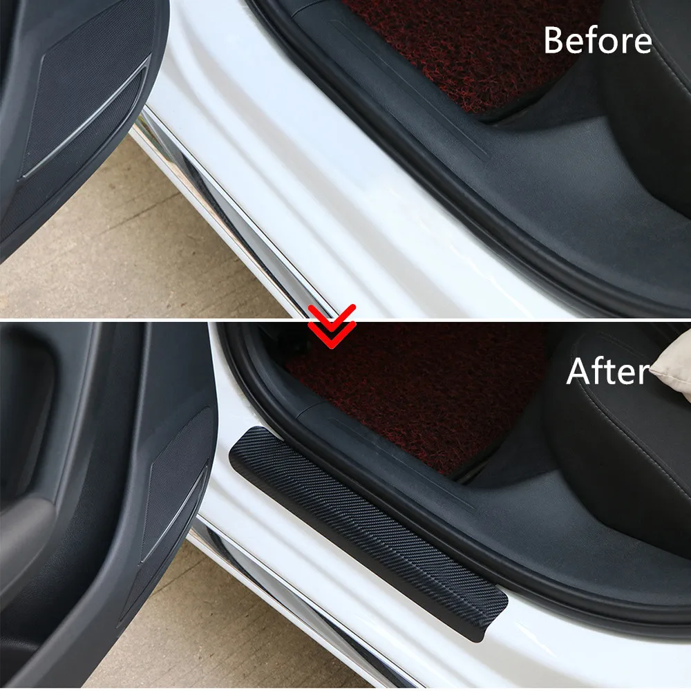4pcs Carbon fiber Door Sill Scuff Car Plate Stickers For CX 5 CX-5 cx3 Mazda 3 mazda 6 2 Accessories Styling | Автомобили и