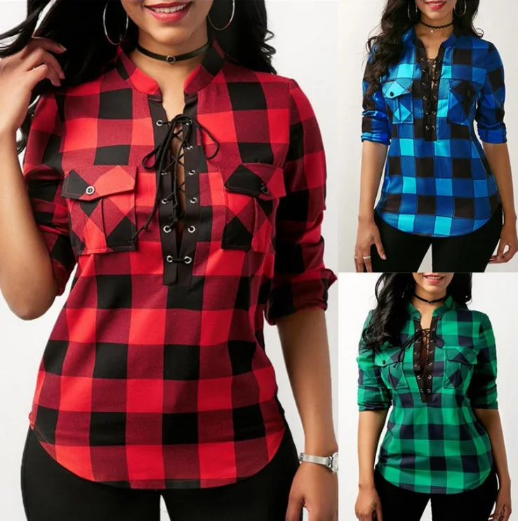 Women Plaid Shirts 2018 Autumn Long Sleeve Blouses Shirt Office Lady Cotton Lace up Blouses Tunic Blusas Casual Tops Plus Size
Women Plaid Shirts 2018 Autumn Long Sleeve Blouses Shirt Office Lady Cotton Lace up Blouses Tunic Blusas Casual Tops Plus Size