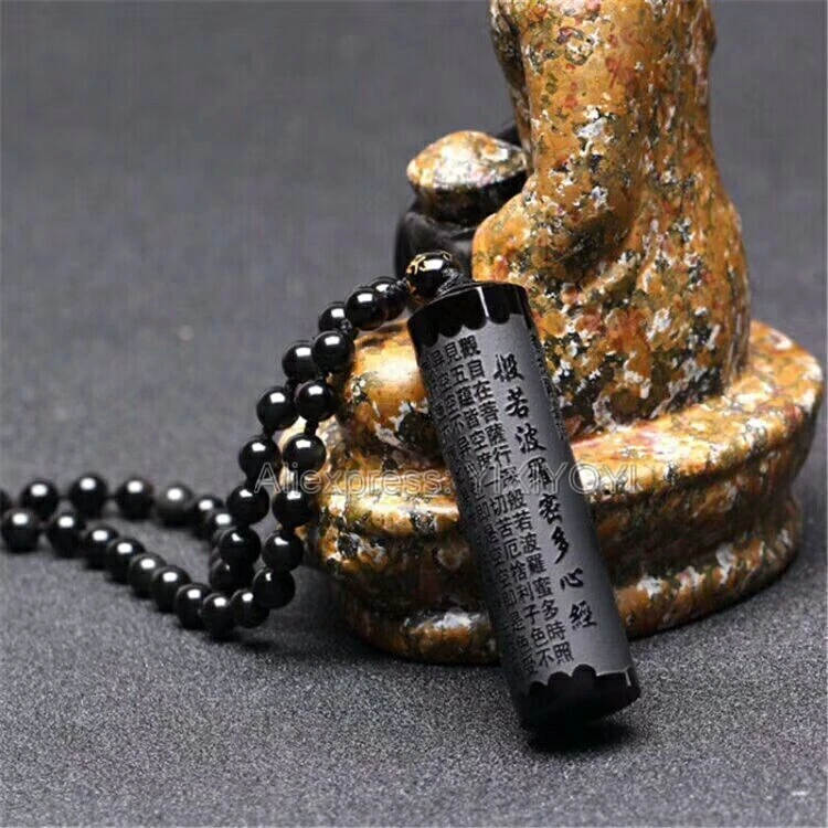 Beautiful Natural Black Obsidian Carved Buddhism Words Strip Heart Sutra Lucky Pendant + Black Beads Necklace Fashion Jewelry
Beautiful Natural Black Obsidian Carved Buddhism Words Strip Heart Sutra Lucky Pendant + Black Beads Necklace Fashion Jewelry